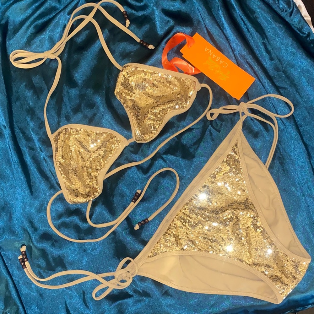Hale Bob Gold Sequin Bikini
